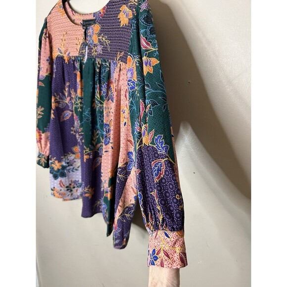 NWOT Johnny Was Deneb 100% Silk Peasant Floral Blouse Size Medium Large Boho Art - Picture 5 of 10